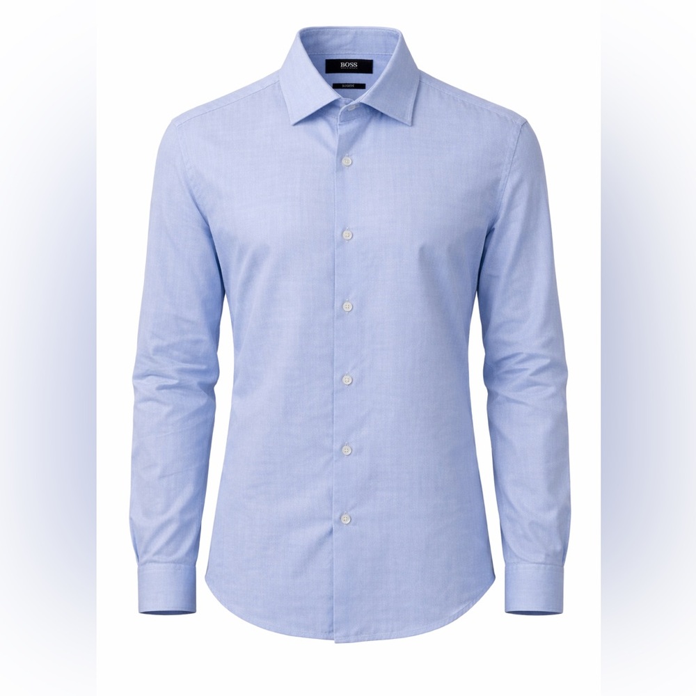 HUGO BOSS Slim Fit Dress Shirt – Light Blue Subtle Stripe | Size 16